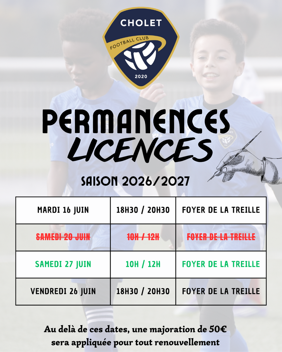 Permanences licences 2026/2027