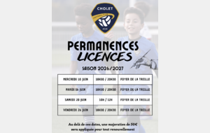 Permanences licences 2026/2027
