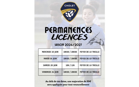 Permanences licences 2026/2027
